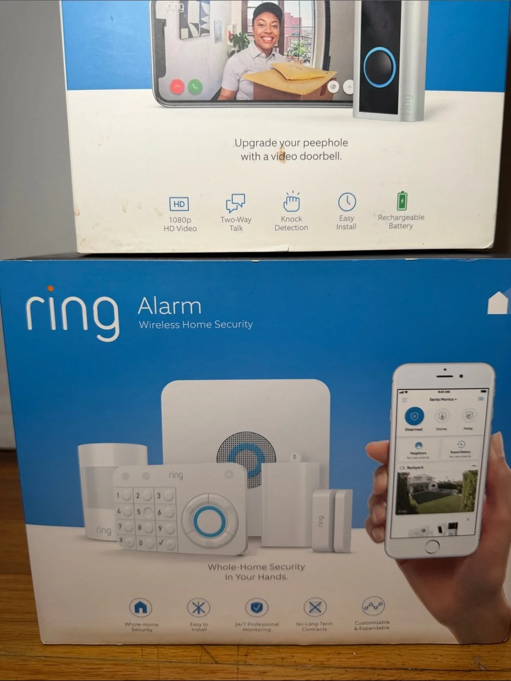 Ring Home Security Bundle Alarm + Peephole Cam + Indoor Cam + Extras